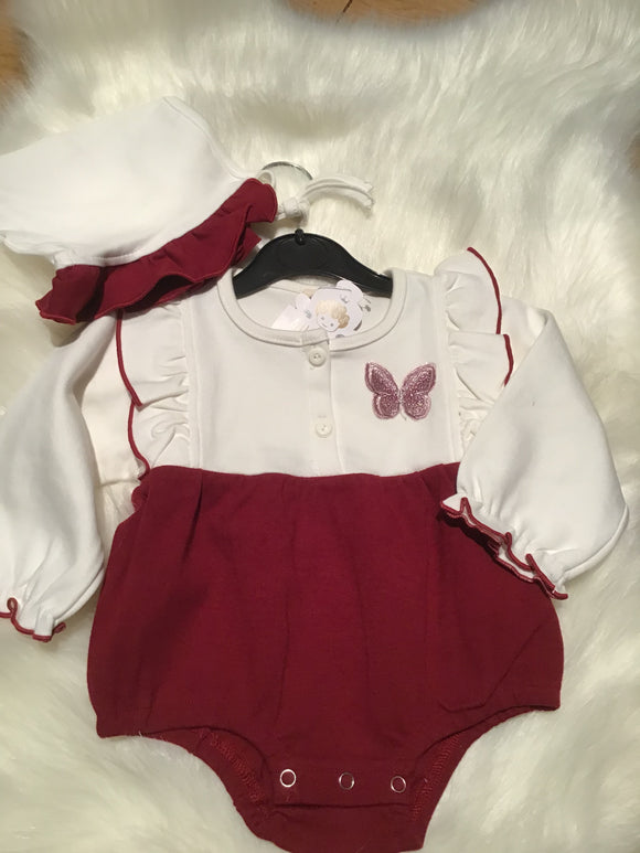 Butterfly romper suit with hat