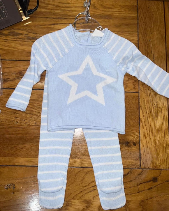 Blue star knitted set